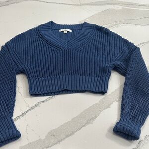 Banana Republic XXS Cropped Sweater V Neck Blue